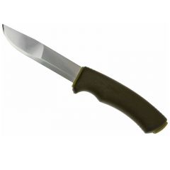 Morakniv STE-12356 Cuchillo de Caza Bushcraft de hoja de acero inoxidable de 10.9 cm con, mango de Goma-TPE color verde . Incluye funda de polimero de color verde