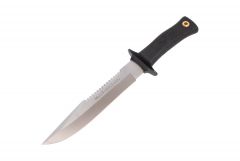 Cuchillo Muela Mirage MIRAGE-20, con puño de goma negra, hoja de 20 cm y sierra en el lomo, 375 gramos + tarjeta multiusos de regalo