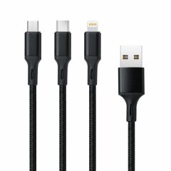 Myway cable usb-lightning/tipo c/micro usb 2a 1m negro