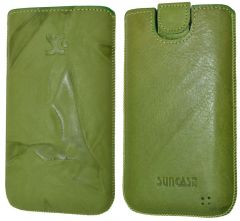 Suncase - Funda de piel con pestaña retráctil para LG Optimus L7 II P710, diseño arrugado, color verde