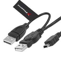 Phoenix Technologies 1.5m 2 x USB/Mini USB cable USB 1,5 m USB 2.0 Mini-USB B Negro