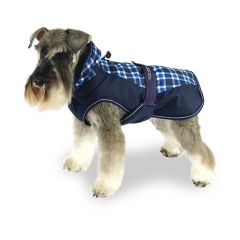 Abrigo impermeable para perros +Scott Breathe Comfort estampado de cuadros azules y blancos disponible en varias opciones