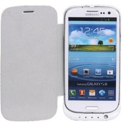 Funda con Batería Samsung Galaxy S3 3200 mAh, color blanco, con tapa delantera, muy elegante