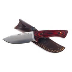 Cuchillo de caza Muela Rhino RHINO-10R, cachas de madera prensada coral, enterizo, peso 220 gramos, hoja de 10 cm + tarjeta multiusos de regalo