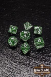 Rawblade transparent glitter  set dados green (7)