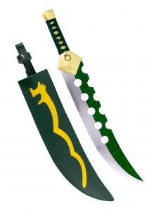 Espada demoníaca Lostvayne de Seven Deadly Sins. Modelo S5059. Réplica No oficial, con un tamaño total 70 cm, hoja de acero con detalles verdes y corte en satinado. Funda forrada de polipiel verde.