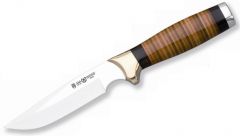 Cuchillo Safari 9501 Miguel Nieto de 26,5 cms, con hoja de acero de 15 cms y mango de Cuero con funda de piel de primera calidad (marrón)