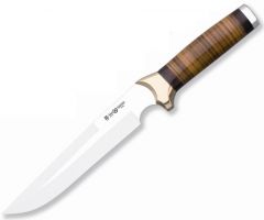 Cuchillo Safari 9503 Miguel Nieto de 35 cms, con hoja de acero de 21 cms y mango de Cuero con funda de piel de primera calidad (marrón)