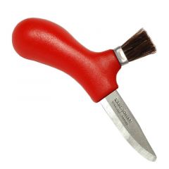 Morakniv STE-12206 Cuchillo para cortar setas Karl-Johan hoja de acero inoxidable de 6,2 cm, mango de plástico y de color rojo. Incluye funda de polímero negra con clip y para cinturón o mochila, en Blíster