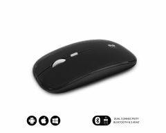 SUBBLIM Ratón Óptico Inalámbrico 2.4G y Bluetooth Dual Flat Mouse Recargable Negro
