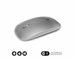 SUBBLIM Ratón Óptico Inalámbrico 2.4G y Bluetooth Dual Flat Mouse Recargable Plateado