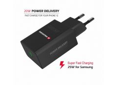 Travel charger pd 25w for iphone and samsung black