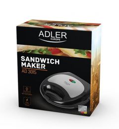 Adler AD 3015 sandwichera 750 W Negro, Plata