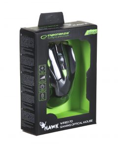 ESPERANZA EGM401KG MX401 Hawk - CABLEADO 7D Raton Gaming Optical Mouse USB - Negro-Verde