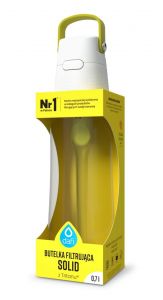 Dafi Botella de Filtro Solid | Filtro de carbono incluido | Reduce el sabor y el olor del cloro | Asa de transporte conveniente | Sello hermético | 0,7 L | Libre de BPA | Limón