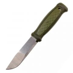 Morakniv STE-12634 Cuchillo de Caza Kansbol de bushcraft, hoja recta de acero Sandvik 12C27 de 10,9 cm, mango caucho-TPE de color verde y Funda de polímero verde