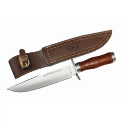 Cuchillo de caza Muela Urial URIAL-19CO, puño de madera prensada cocobolo, casquillo y cruceta inoxidable + tarjeta multiusos de regalo