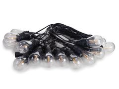 Led solar - 15 m - 15 lámparas blanco cálido - cable negro
