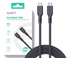 Aukey cb-kcc102 usb-c type-c power delivery pd 100w 5a 1.8m kevlar negro