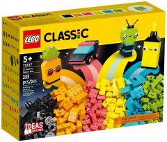 LEGO 11027 Classic Diversión Creativa: Neón, Juguete de Construcción, 5 Ideas de Mini Maquetas de Piña, Patines, Alien, Subrayador y Coche para Niños de 5 Años o Más