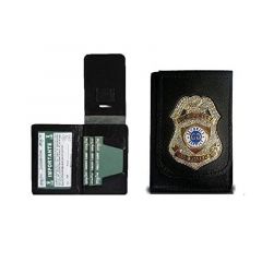 Cartera Porta documentos con Placa de Seguridad en piel auténtica color negro Vega Holster 1WD28