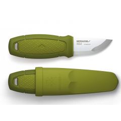 Morakniv STE-12651 Cuchillo de Caza Eldris, Hoja de acero inoxidable 12c27 de 5.9 cm y mango de polímero y goma TPE de color verde. Incluye funda con cierre por presión y hueco para cordón  