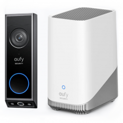 Eufy Security Video Doorbell E340, cámara doble con sistema de control de entregas, 2K Full HD y visión nocturna a color, por cable o con batería, timbre inalámbrico, almacenamiento local ampliable hasta 128 GB, sin cuotas mensuales