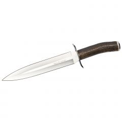 Cuchillo de caza Muela Vikingo 23A, mango de asta de ciervo, hoja MOVA de 22,8 cm, VIKINGO-23A + tarjeta multiusos de regalo