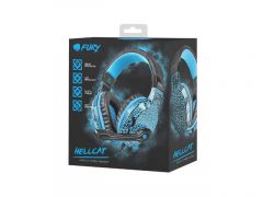 Fury Hellcat - Auriculares Gaming 2.0 con Micrófono y Control de Volumen con Retroiluminación, Color Negro/Azul