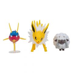 Pokémon pack de 3 figuras battle figure set wooloo, carvanha, jolteon
