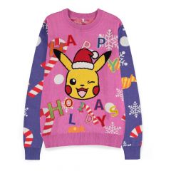Pokemon sweatshirt christmas jumper pikachu patched talla xxl