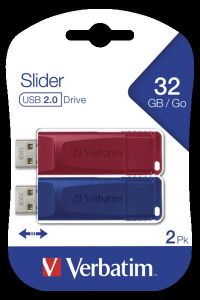 Verbatim Slider - Unidad USB - 2x32 GB, Azul/Rojo