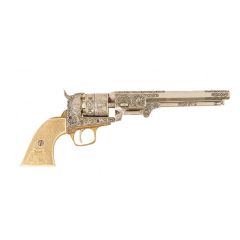 Revólver Navy de la Guerra de Secesión de los Estados Unidos diseñado por S. Colt, año 1851 fabricada en fabricación de marfil y metal, con cañón ciego, no funciona, para decoración
