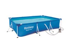 Bestway Steel Pro 56411 piscina sobre suelo Piscina con anillo hinchable Rectangular 3300 L Azul