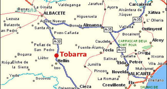 mapa de ruta de Tobarra